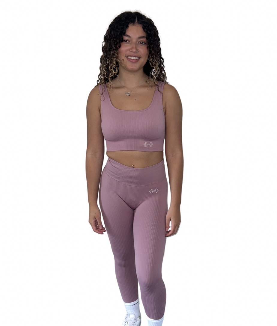 Ribbed Leggings – Dusty Pink – Emerald Fitness